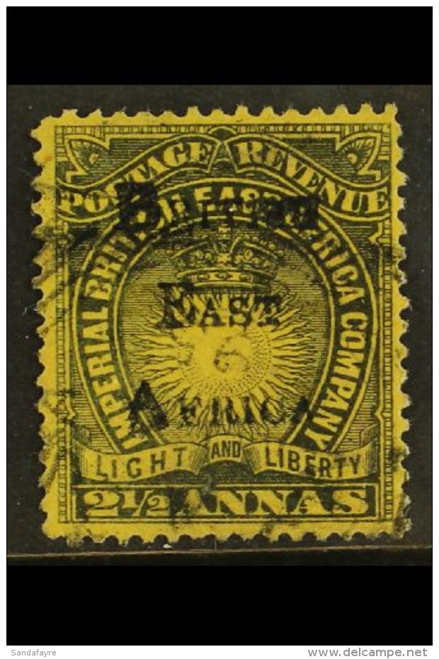 1895 2&frac12;a Black On Bright Yellow "British East Africa" Overprint Wiggins Teape Paper Showing Full "11"... - Afrique Orientale Britannique