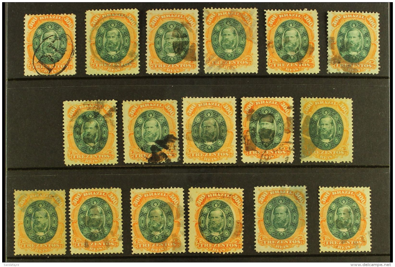 1878 300r Orange &amp; Green, Scott 78, Used Group With A Range Of Different Cancellations, Mostly Fancy, Cork... - Andere & Zonder Classificatie