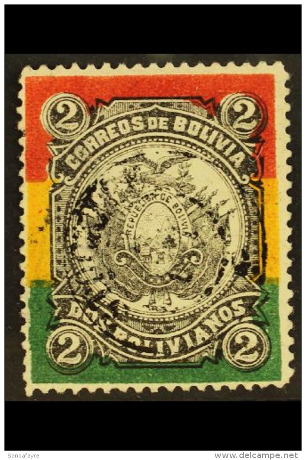 1897 2b Red, Yellow, Green &amp; Black, Scott 54, Very Fine Used. For More Images, Please Visit... - Bolivie