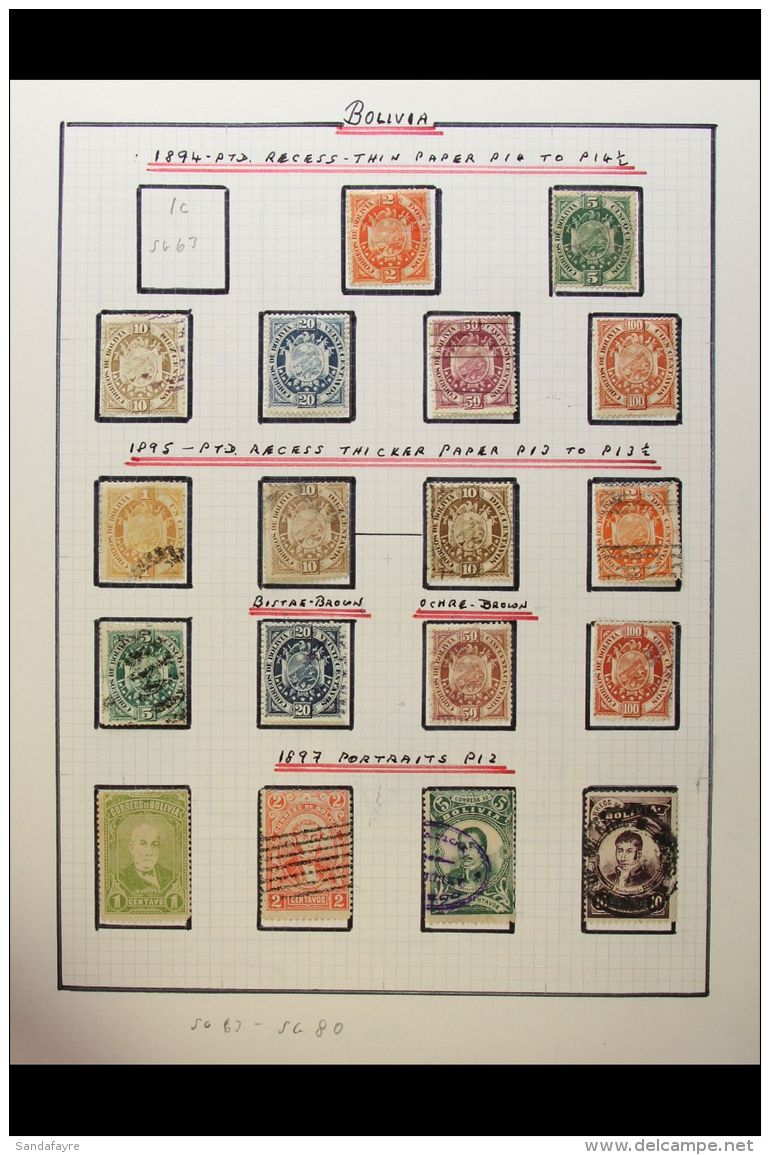 1869-1951 ALL DIFFERENT COLLECTION A Most Useful Mint &amp; Used Collection Presented In A Album. Includes... - Bolivia