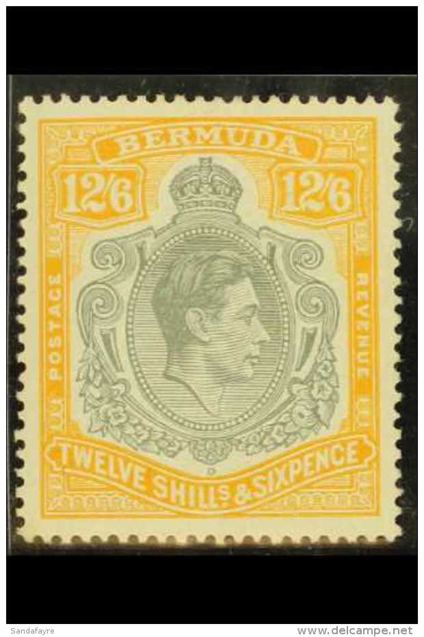 1938-53 12s6d Grey &amp; Yellow (so Called 'lemon' Shade From The 1947 Printing) KGVI Key Plate, SG 120d, Fine... - Bermuda
