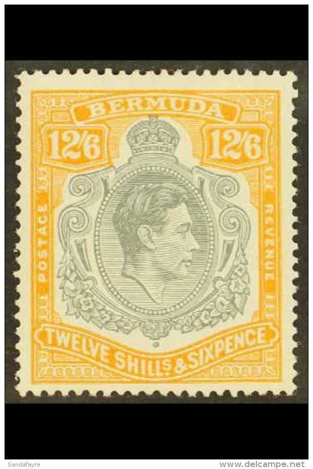 1938-53 12s6d Grey &amp; Pale Orange Chalky Paper Perf 14 KGVI Key Type, SG 120b, Very Fine Mint, Fresh. For More... - Bermuda