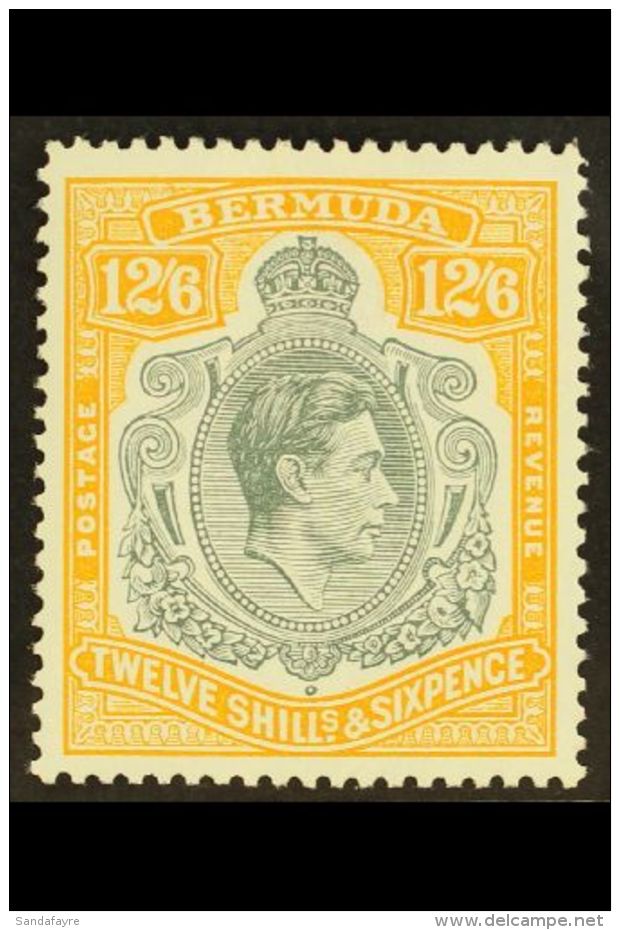 1938-53 12s6d Grey &amp; Pale Orange KGVI Key Plate Perf 13 Chalky Paper, SG 120e, Very Fine Mint, Very Fresh, Ex... - Bermudes