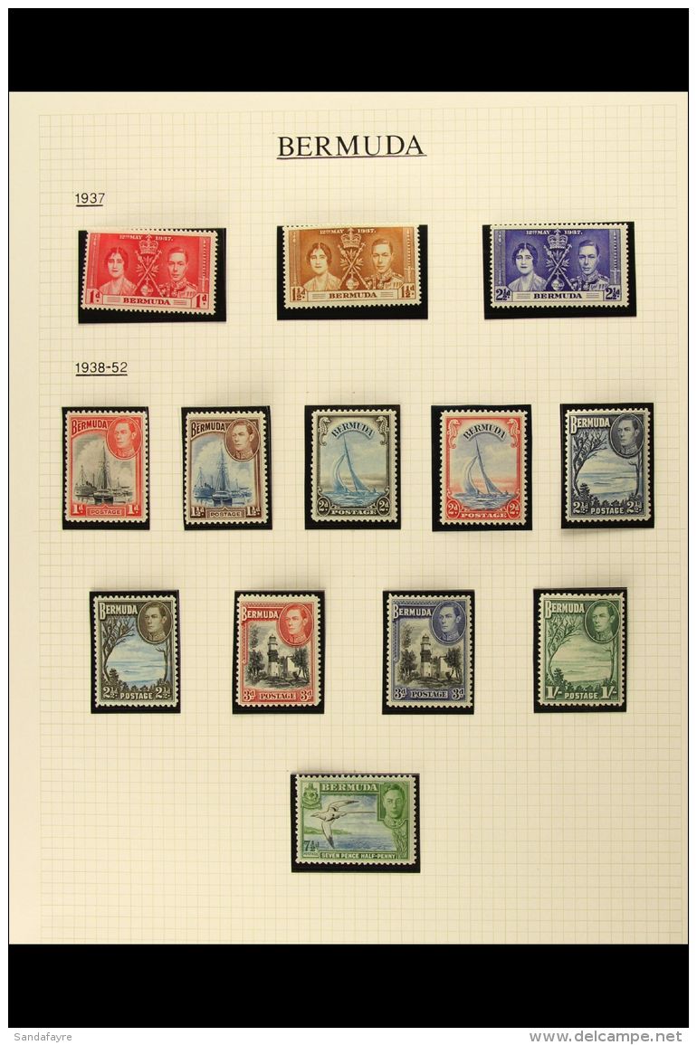 1937-52 KGVI MINT COLLECTION In Mounts On Pages. Includes 1938-52 With All Values, Key Plate 2s (SG 116), 2s6d (SG... - Bermudes