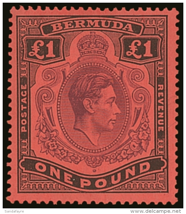 1937 &pound;1 Purple And Black On Red SG 121, Very Fine And Fresh Lightly Hinged Mint. For More Images, Please... - Bermudes