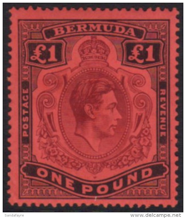 1937 (Nov) &pound;1 Purple And Black On Red, 1st Printing SG 121, Very Fine Mint.  For More Images, Please Visit... - Bermuda