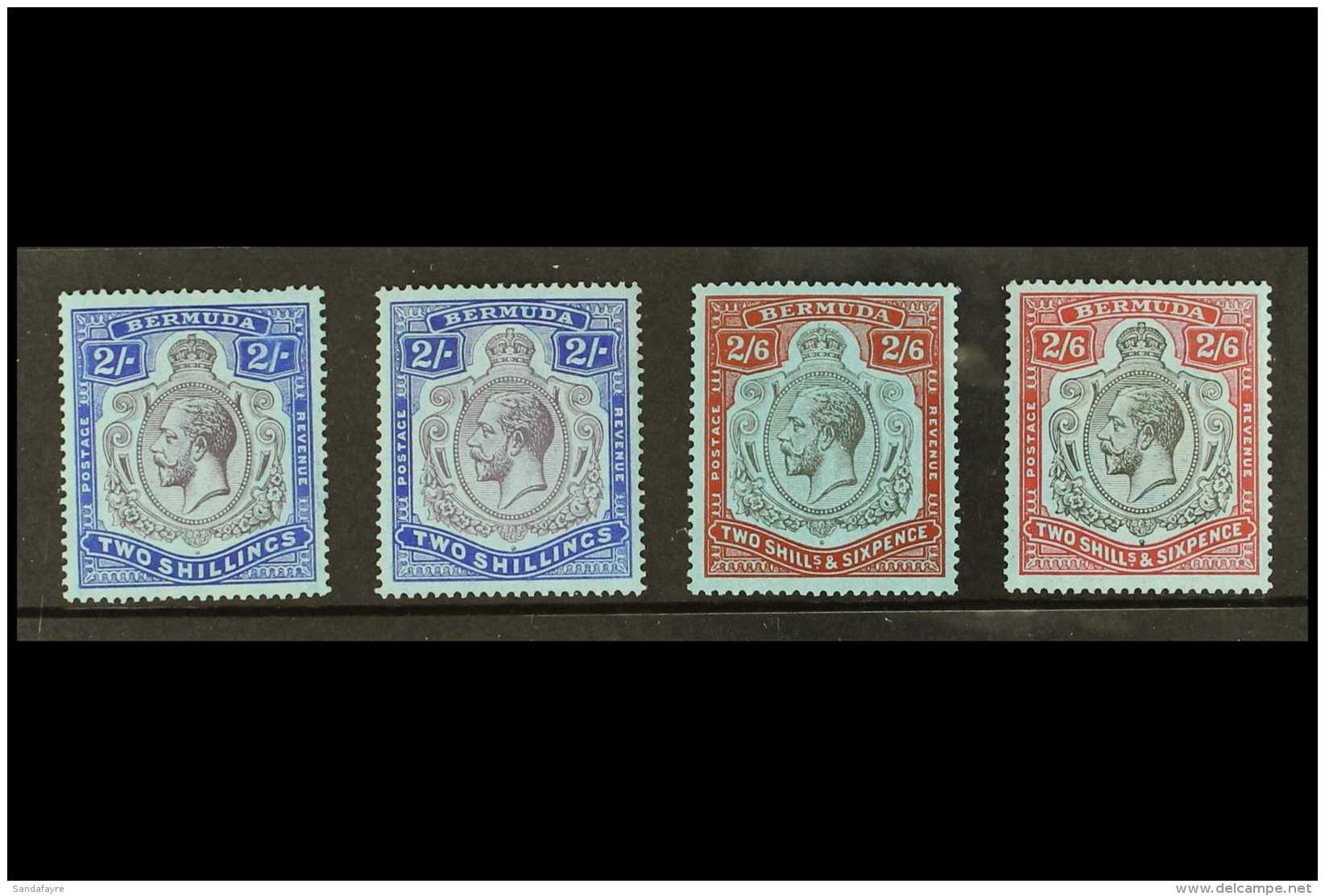 1924-32 Fine Mint Shades Of 2s (2) And 2s 6d (2) SG 88/89, Very Fresh. (4 Stamps) For More Images, Please Visit... - Bermudes