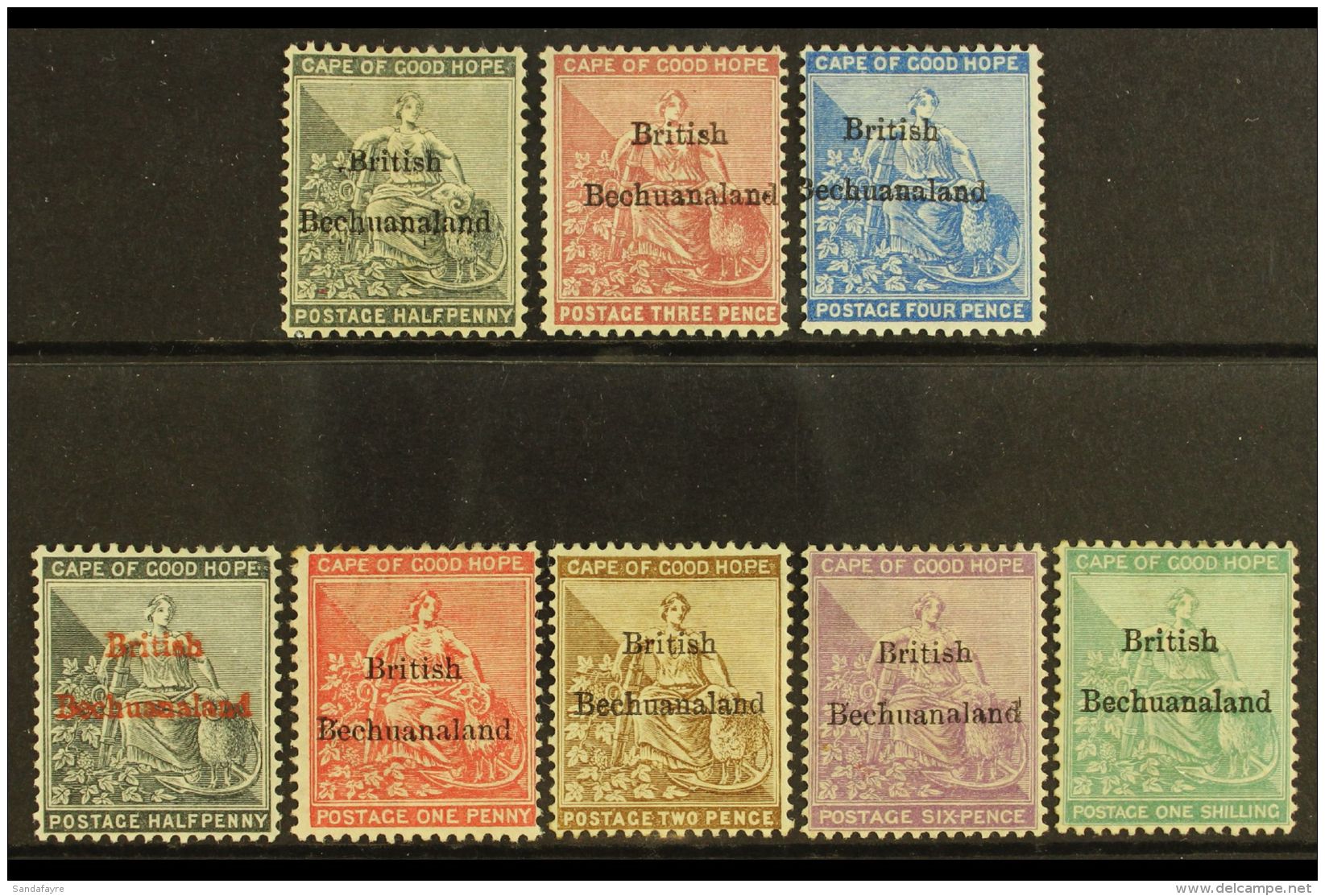 1885-87 "British Bechuanaland" Overprints On Stamps Of Cape Of Good Hope Complete Set, SG 1/8, Fine Mint, A Scarce... - Other & Unclassified