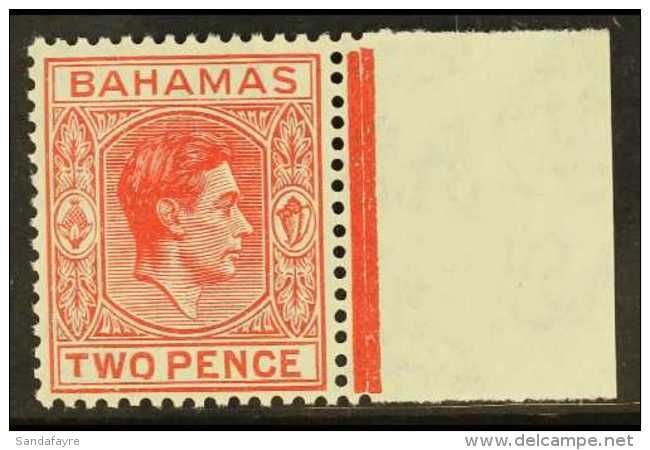 1938-52 2d Scarlet SHORT "T" Variety, SG 152ba, Fine Never Hinged Mint Marginal Example, Fresh. For More Images,... - Other & Unclassified
