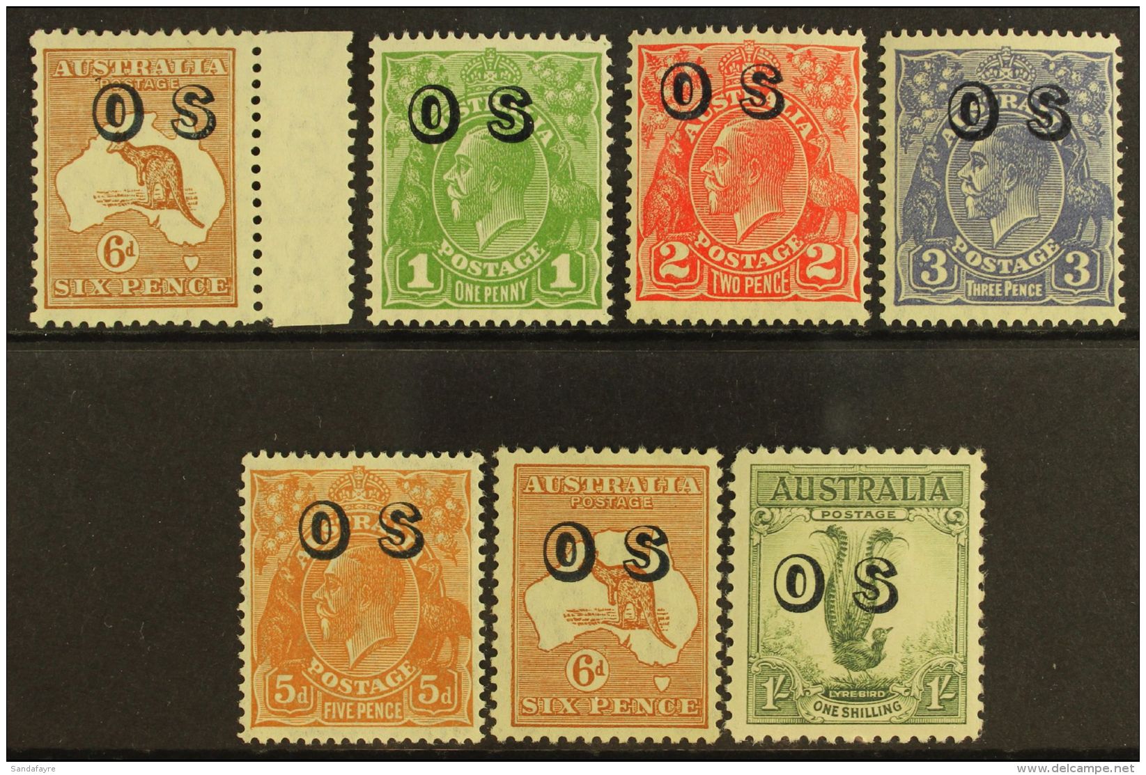 OFFICIAL 1932-33 "O S" Overprinted All Different NEVER HINGED MINT Selection Comprising (wmk 7) 6d 'Roo (SG O127);... - Other & Unclassified