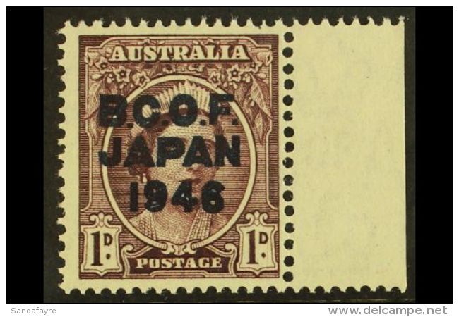 BCOF (JAPAN) 1946 1d Brown Purple Variety "Blue-black Ovpt", SG J2a, Never Hinged Mint. For More Images, Please... - Other & Unclassified