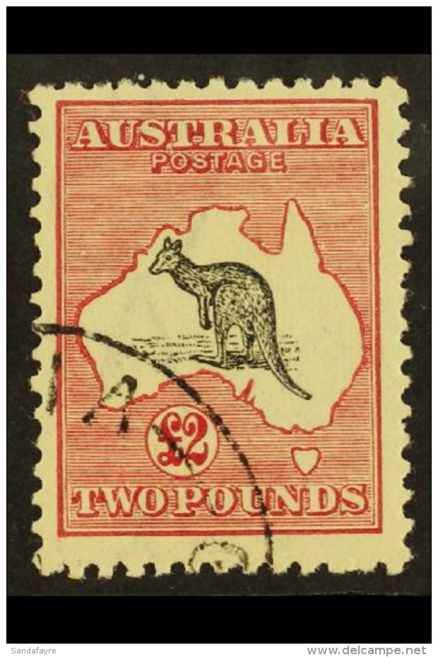 1919 &pound;2 Black And Rose Third Watermark Kangaroo, SG 45, Superb Cancelled-to-order Used With Full Original... - Autres & Non Classés