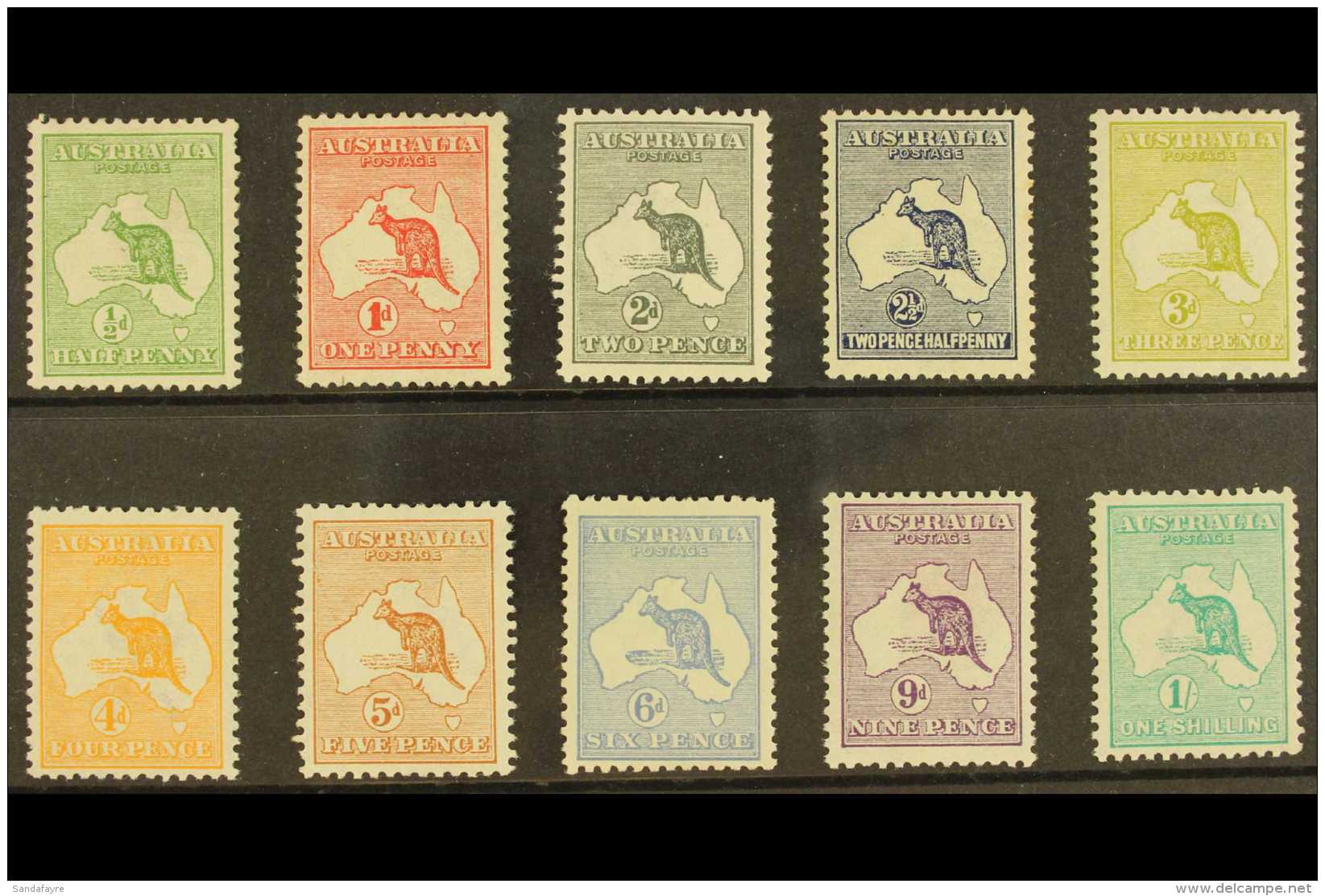 1913-14 Kangaroo's First Watermark Set Complete To 1s, SG 1/11, Very Fine Lightly Hinged Mint. Beautifully Fresh... - Other & Unclassified