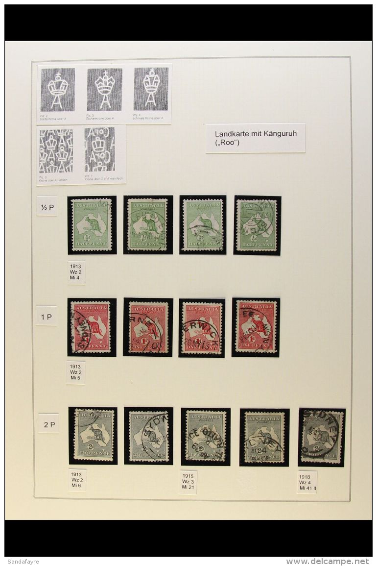 1913 TO 1935 KANGAROOS - VERY FINE USED COLLECTION. A Beautiful Collection Of Cds Used Kangaroo Stamps Arranged By... - Andere & Zonder Classificatie