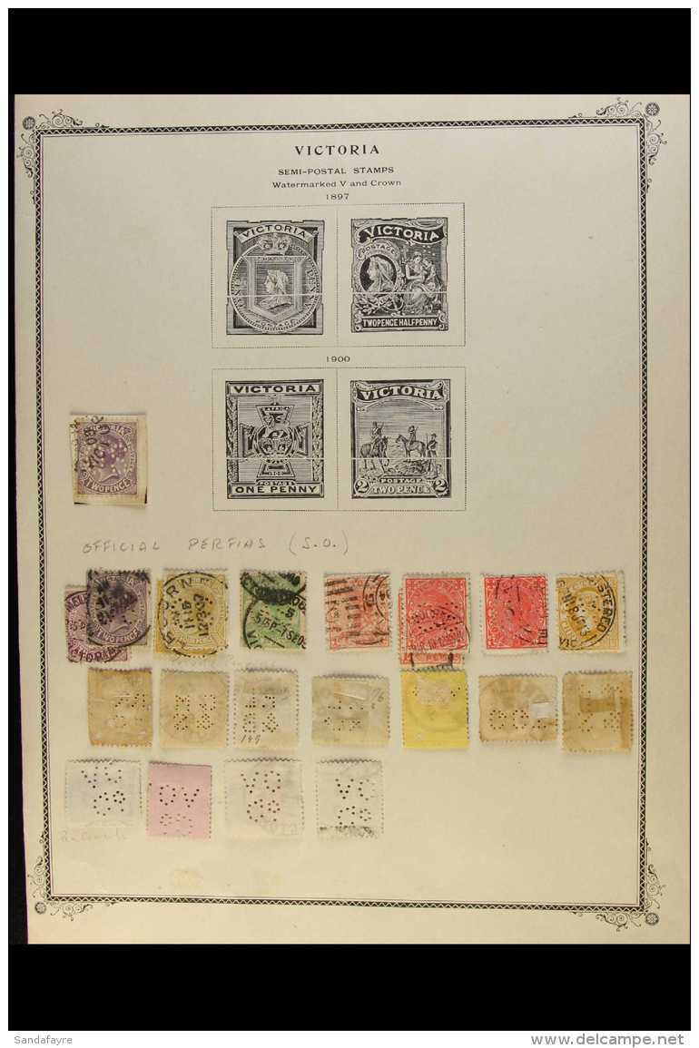 VICTORIA PERFINS Range On An Album Page Of "O.S." And Private Company Perfins (22 Stamps) For More Images, Please... - Other & Unclassified