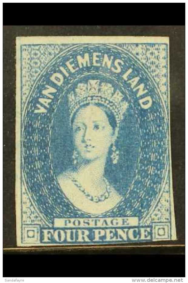 TASMANIA 1855 4d Blue Wmk Large Star, SG 18, Unused With Small To Large Margins Just Into At Low Right With Lovely... - Sonstige & Ohne Zuordnung