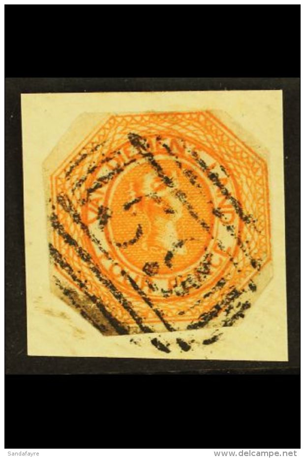 TASMANIA 1853 4d Orange, From Plate II, Coarse Engraving, SG 10, Used On Piece, Cut To Shape. For More Images,... - Autres & Non Classés