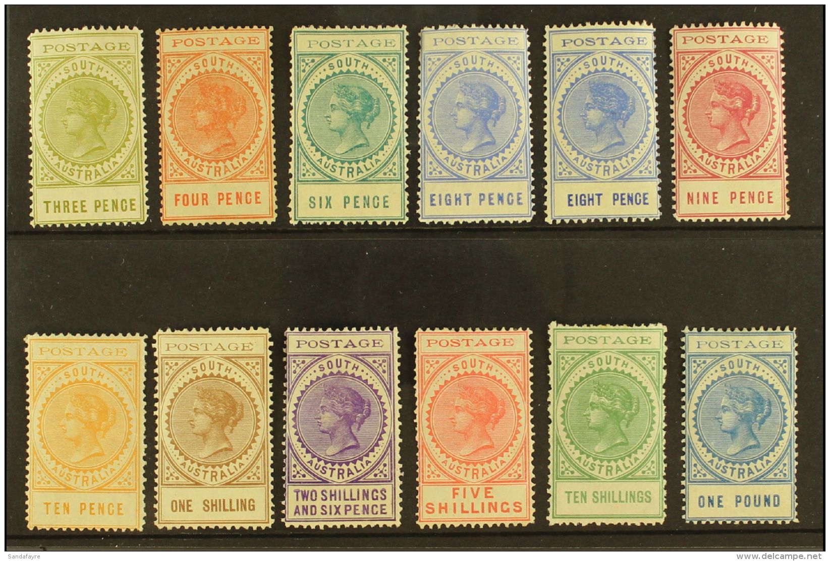 SOUTH AUSTRALIA 1902-04 'tall' Perf 11&frac12;-12&frac12; Complete Set Inc Both 8d, SG 268/79, Fine Mint, Lovely... - Other & Unclassified