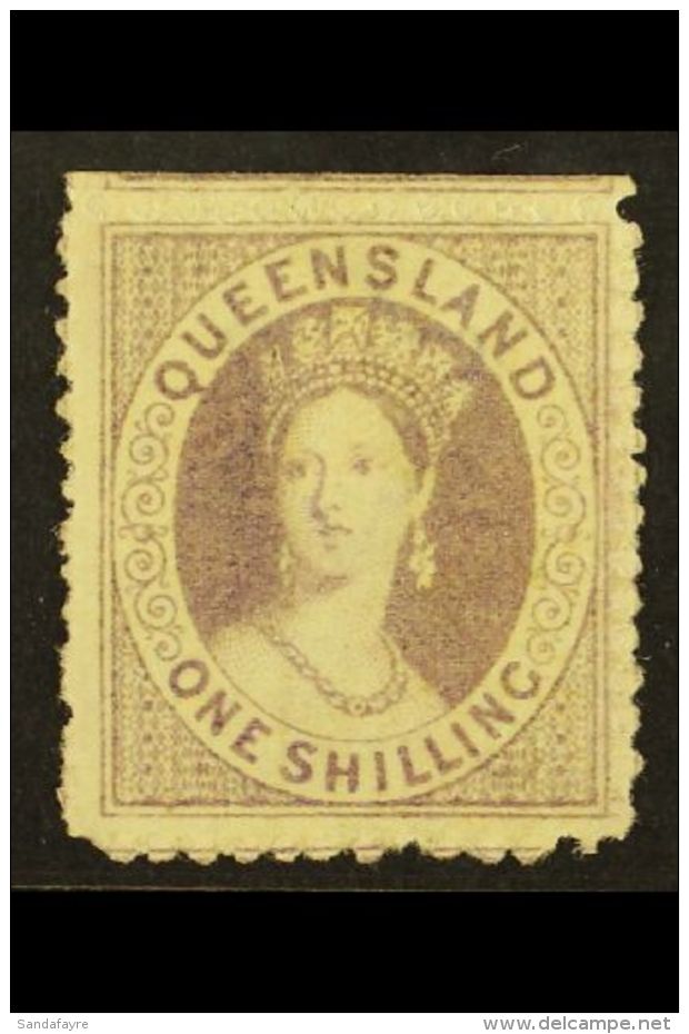 QUEENSLAND 1868-74 1s Mauve Perf 13, SG 73, Lightly Hinged Mint JUMBO Example With Complete Internal Perfs At Top.... - Andere & Zonder Classificatie