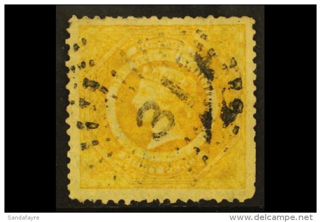 NEW SOUTH WALES 1860-72 8d Lemon- Yellow Perf 12, Wmk "8", SG 149, Used With Light "31" Numeral Some Trimmed Perfs... - Other & Unclassified