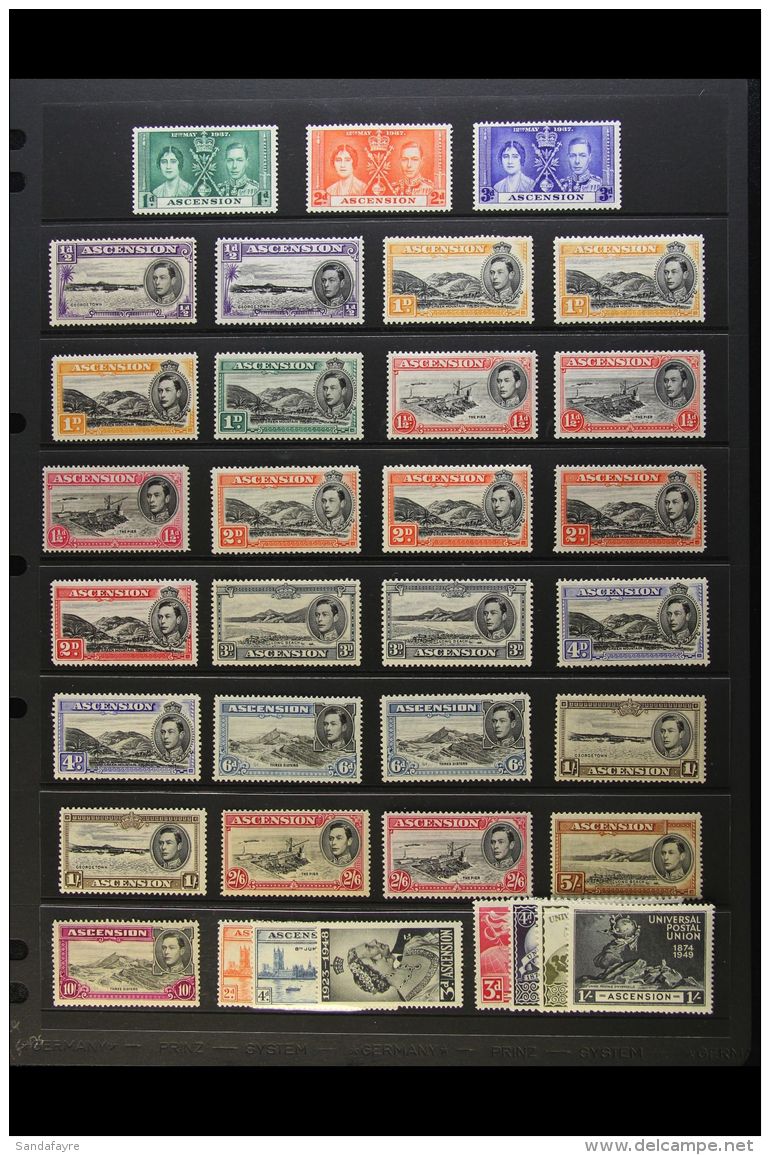 1937-49 MINT COLLECTION On A Stock Page. Includes Coronation Set, Pictorial Set Of All Values Plus Many... - Ascension (Ile De L')