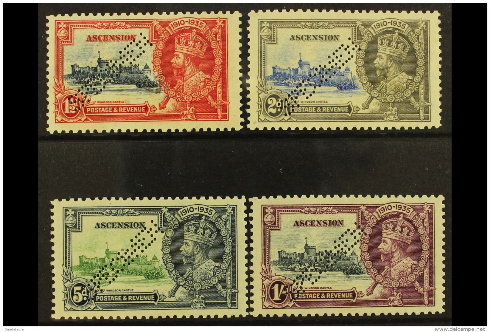 1935 Silver Jubilee Set Perforated "Specimen", SG 31s/34s, Fine Mint, 1s Unused. (4 Stamps) For More Images,... - Ascension