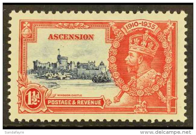 1935 1&frac12;d Deep Blue And Scarlet Silver Jubilee, Variety "Kite And Horizontal Log", SG 31l, Very Fine Never... - Ascension