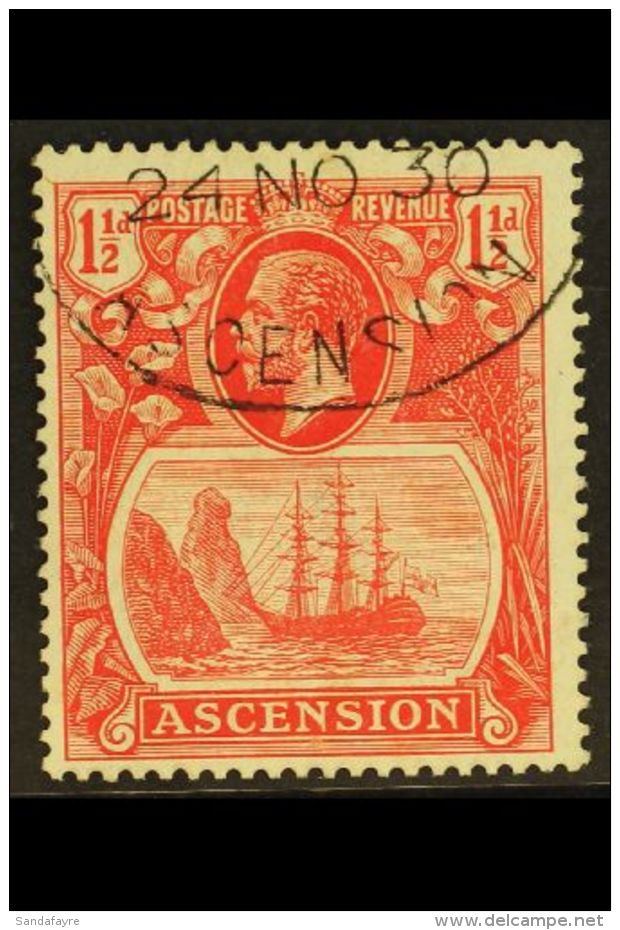 1924 1&frac12;d Rose Red, Variety "Torn Flag", SG 12b, Very Fine Used. For More Images, Please Visit... - Ascension