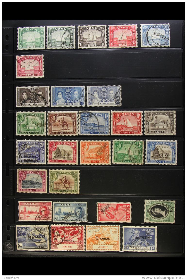1937-1968 FINE USED COLLECTION On Stock Pages, ALL DIFFERENT, Inc 1937 Dhow Set To 3a, 1939-48 Set To 5s, 1953-63... - Aden (1854-1963)