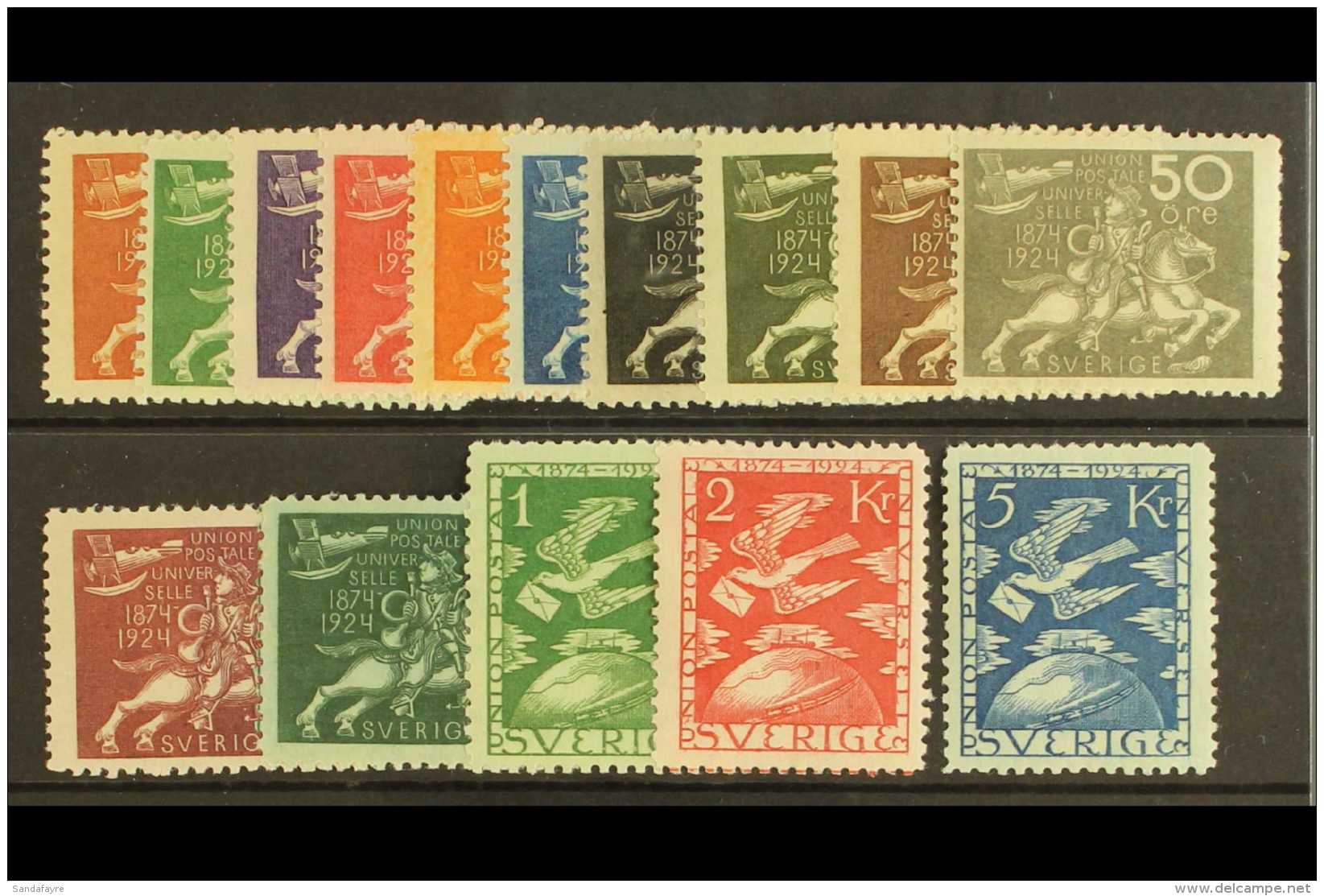 UPU 1924 Sweden 50th Anniv Set, Mi 159w/173w, VfM. Cat &euro;1500 (&pound;1090) (15 Stamps) For More Images,... - Zonder Classificatie