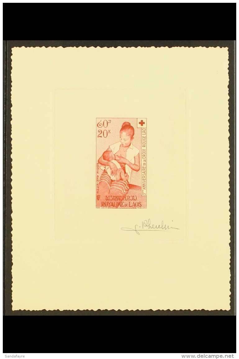 RED CROSS LAOS 1958 60k Laos Red Cross Third Anniversary, Airmail Issue, ARTIST SIGNED PROOF In Carmine, As Yvert... - Non Classés