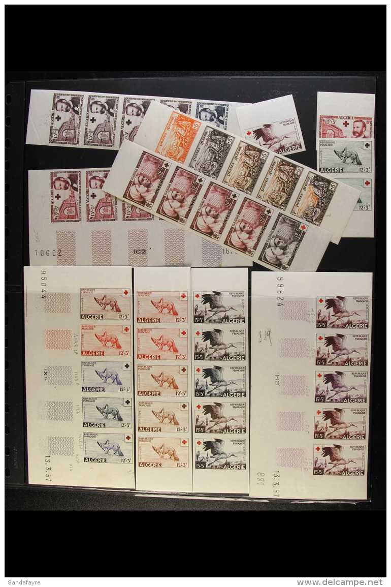 RED CROSS FRENCH COLONIES - COLLECTION Of IMPERFORATE COLOUR SEPARATIONS In Strips Or Large Multiples, Plus 38... - Non Classés