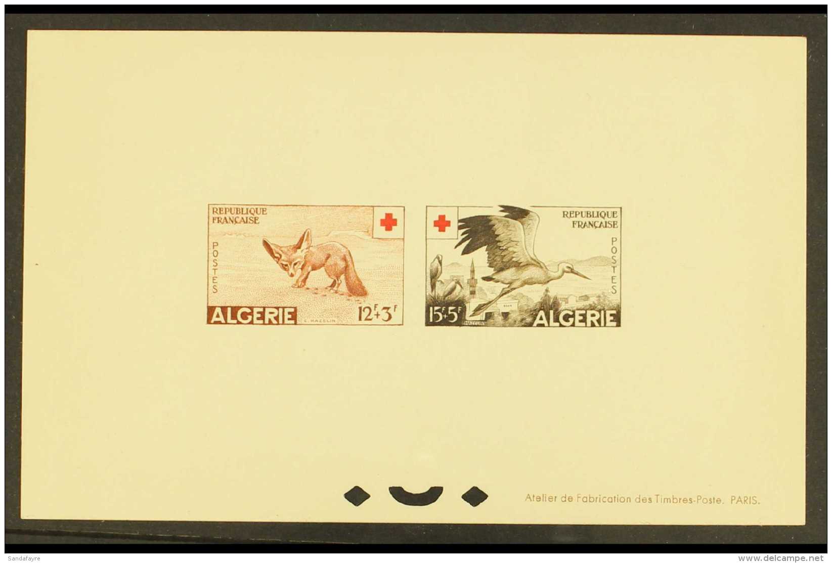 RED CROSS ALGERIA 1957 Red Cross Set On An "Epreuve Collective" (both Stamps), As Yvert 343/4, Clean &amp; Fine.... - Zonder Classificatie
