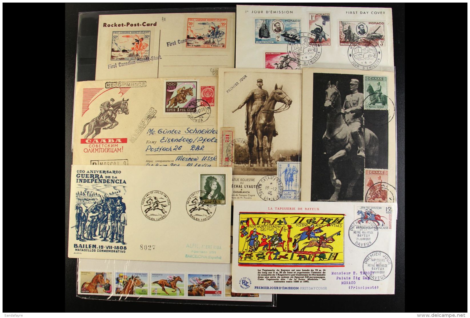 HORSES A Small Box Stuffed With An Interesting Collection Of Used &amp; Unused Equestrian Philatelic Ephemera From... - Non Classés