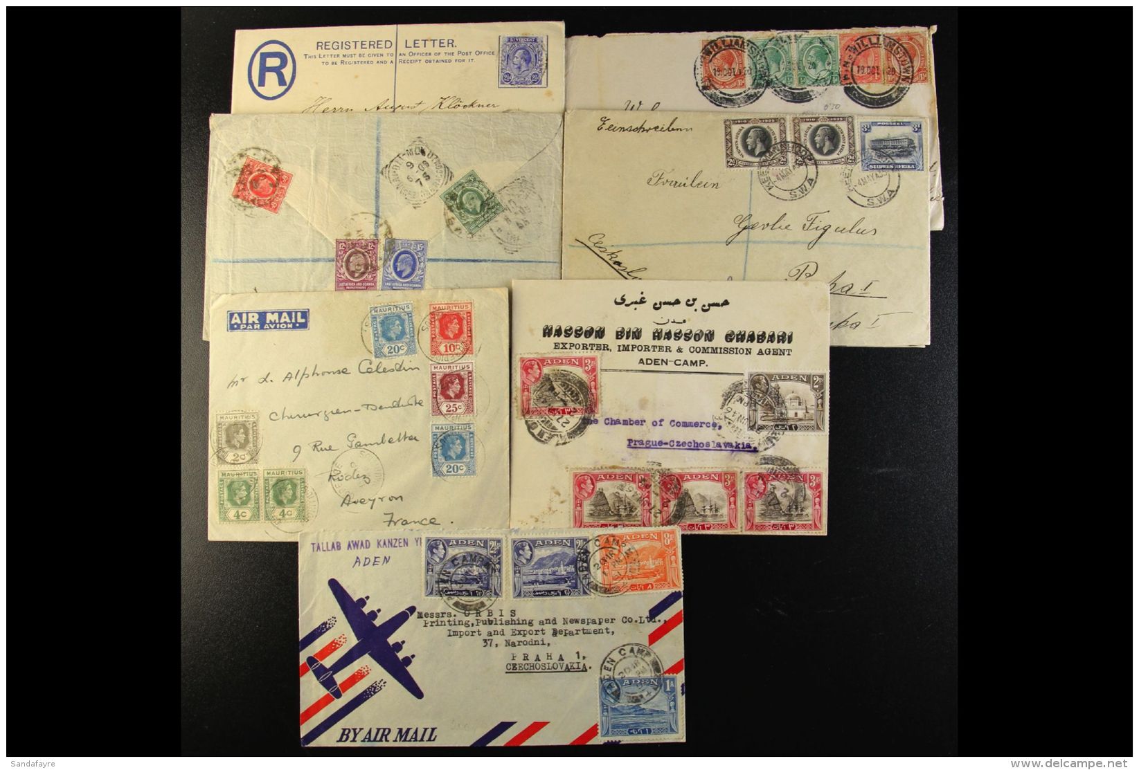 BRITISH COMMONWEALTH COVERS. 1909-1951 Interesting Group Of Better Covers Chiefly Addressed To Czechoslovakia, Inc... - Andere & Zonder Classificatie