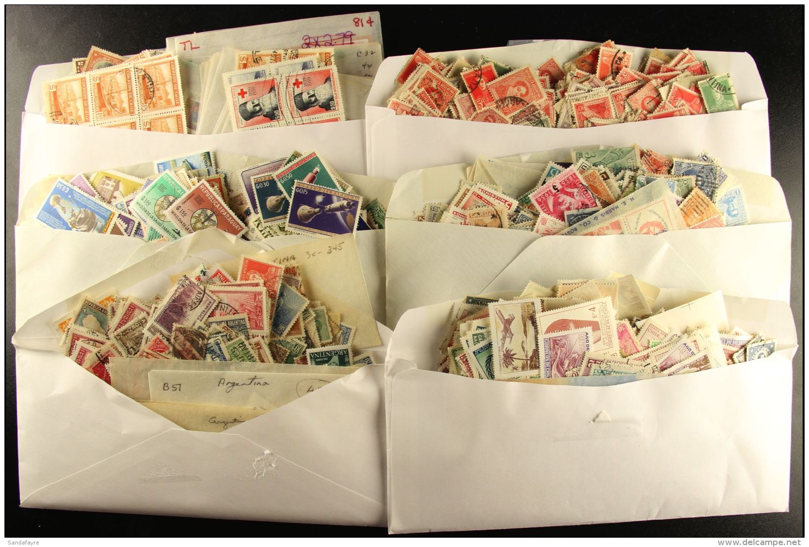SOUTHERN AMERICAS EXTRAVAGANZA. A Small Shoe Box Filled With Bulging Commercial Envelopes. A Huge Accumulation Of... - Andere & Zonder Classificatie