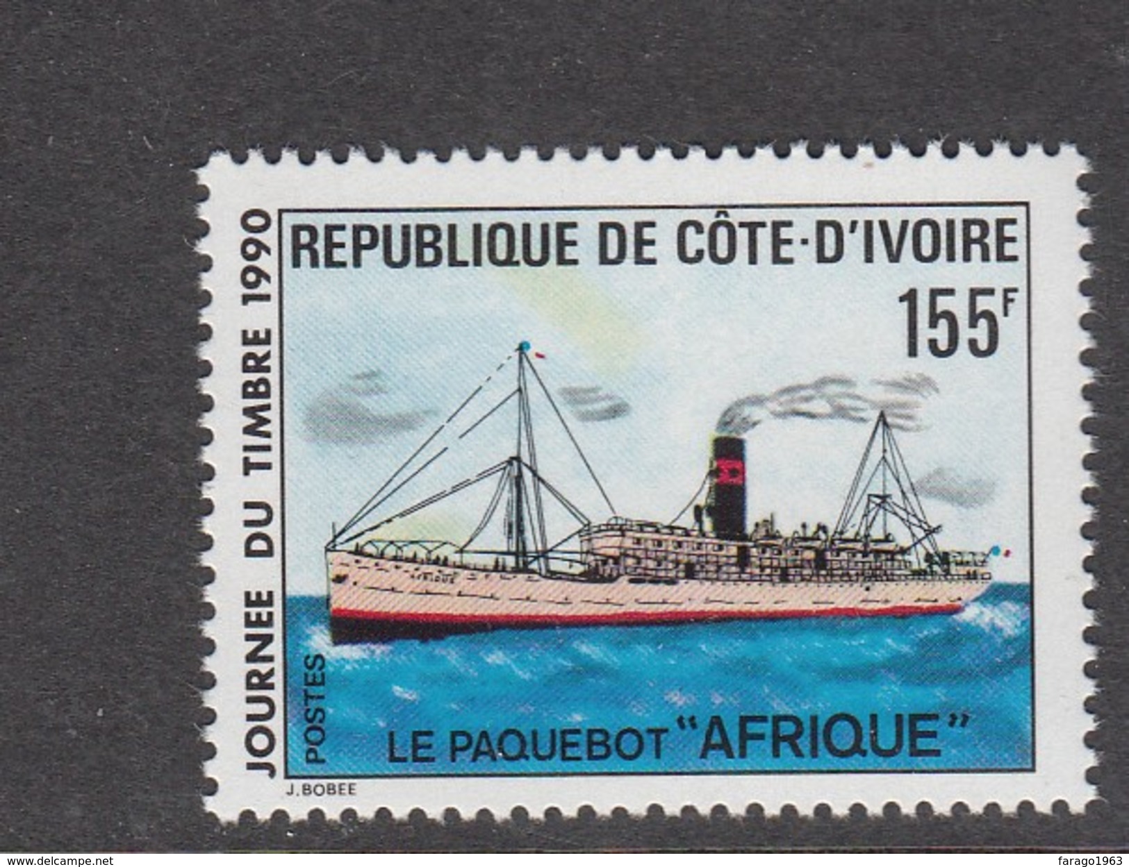 1990 Cote D'Ivoire Ivory Coast Ship Stamp Day  Complete Set Of 4 MNH - Costa De Marfil (1960-...)