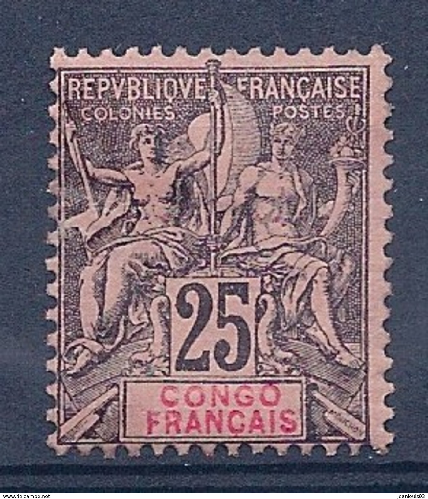 CONGO - 19  25C NOIR NEUF* MLH GOMME ORIGINE - Unused Stamps