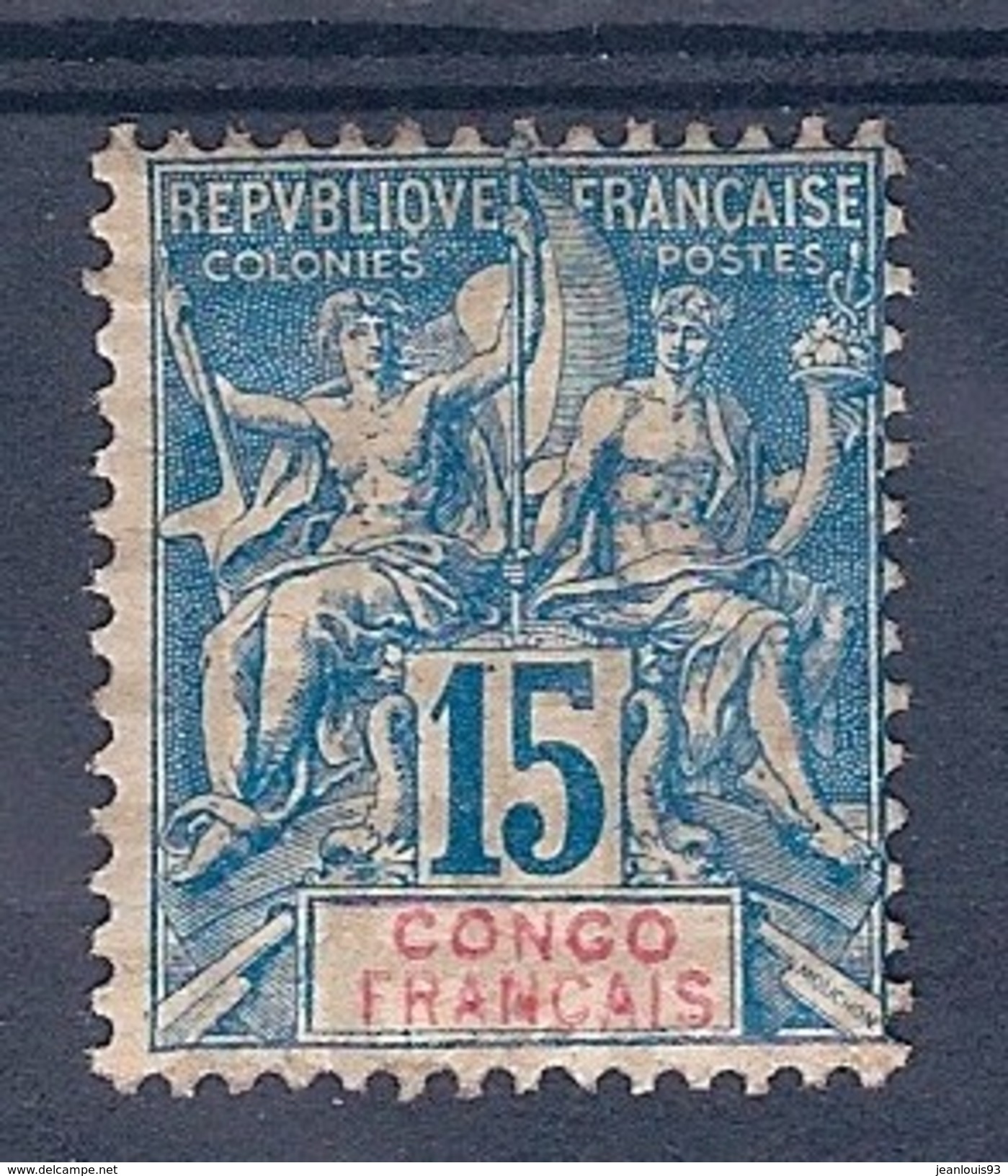 CONGO - 17  15C BLEU NEUF* MLH GOMME ORIGINE COTE 70 EUR TRES LEGER CLAIR - Unused Stamps