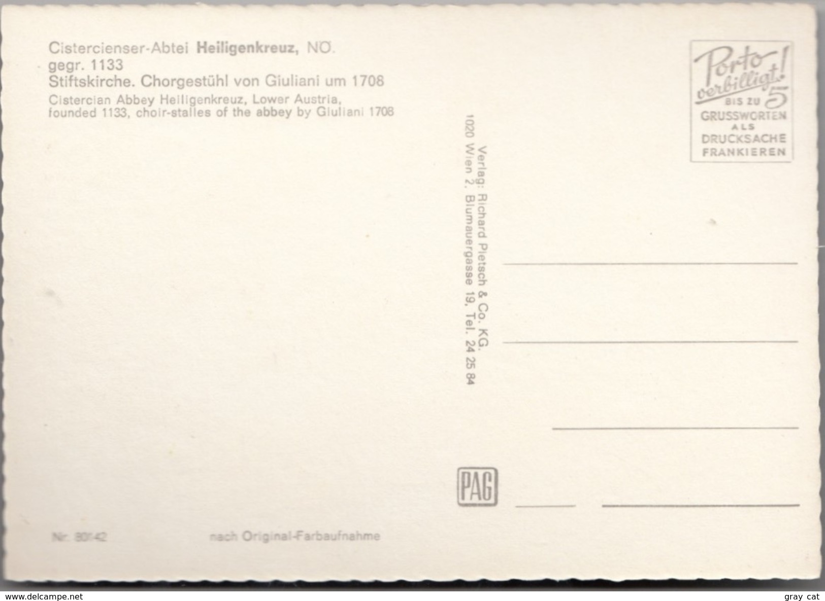 Cistercian Abbey Heiligenkreuz, Lower Austria, Choir-stalles Of The Abbey, Unused Postcard [19745] - Heiligenkreuz