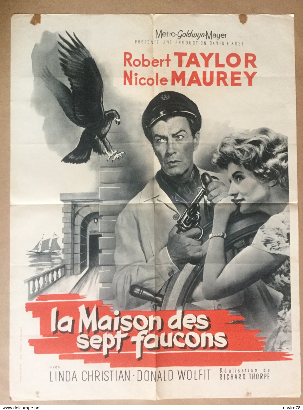 WESTERN  Affiche Cinéma Originale  Film LA MAISON DES SEPT 7 FAUCONS " THE HOUSE OF SEVEN HAWKS ROBERT TAYLOR - Affiches & Posters