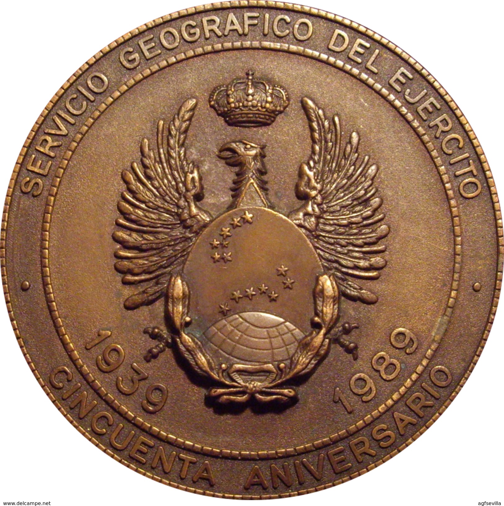 ESPAÑA. MEDALLA DEL 50 ANIVERSARIO DEL SERVICIO GEOGRAFICO DEL EJÉRCITO. 1.989. ESPAGNE. SPAIN MEDAL - Professionnels/De Société