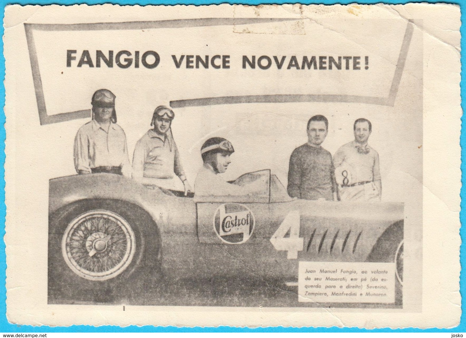 JUAN MANUEL FANGIO  Formula 1 World Champion 5x * Old Photo * F1 Argentina Maserati Severino Zampiero Manfredini Munaron - Grand Prix / F1