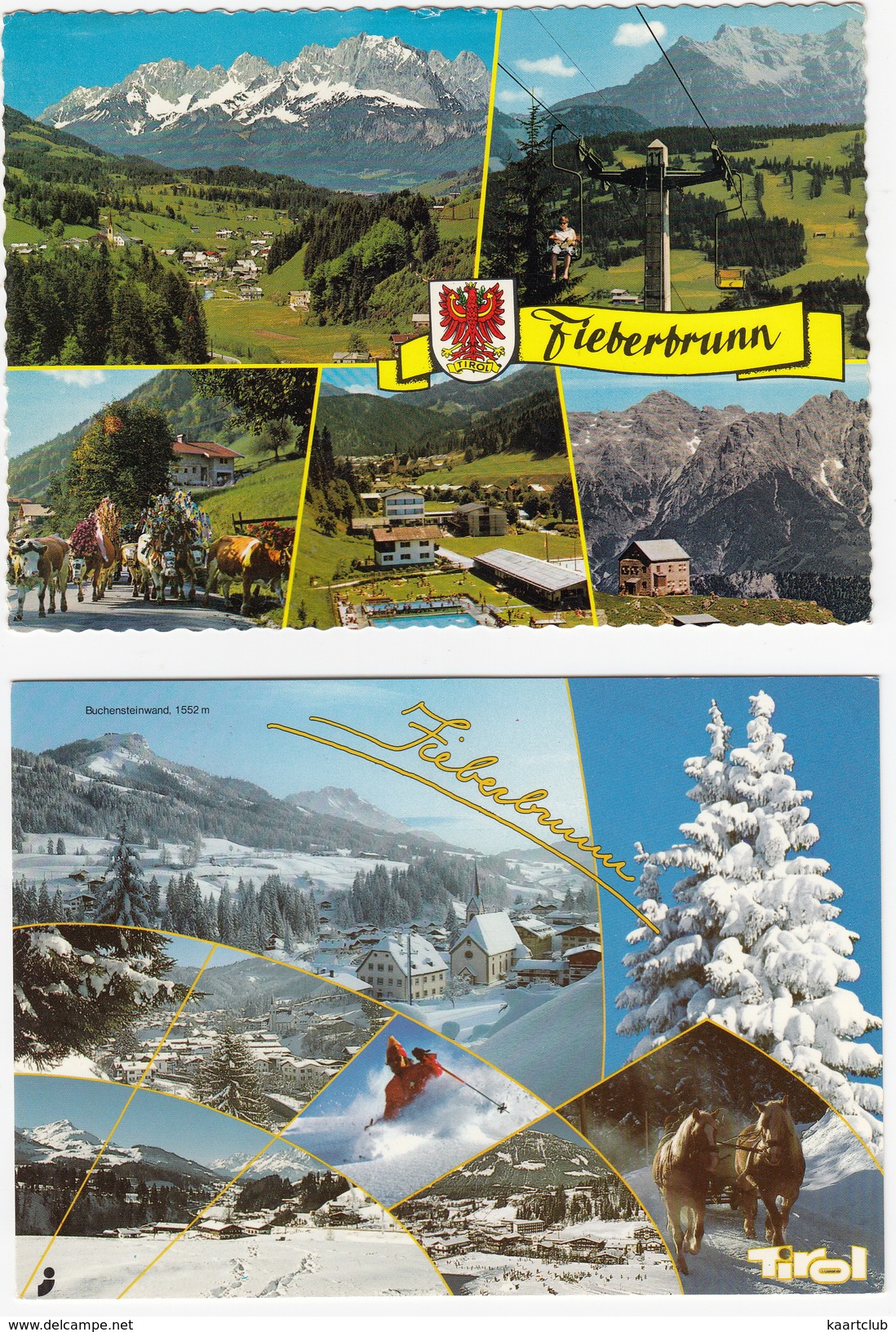 2 Ansichten: Fieberbrunn -  'Sommer & 'Winter'  -  Multiviews  - (Tirol, Österreich) - Fieberbrunn
