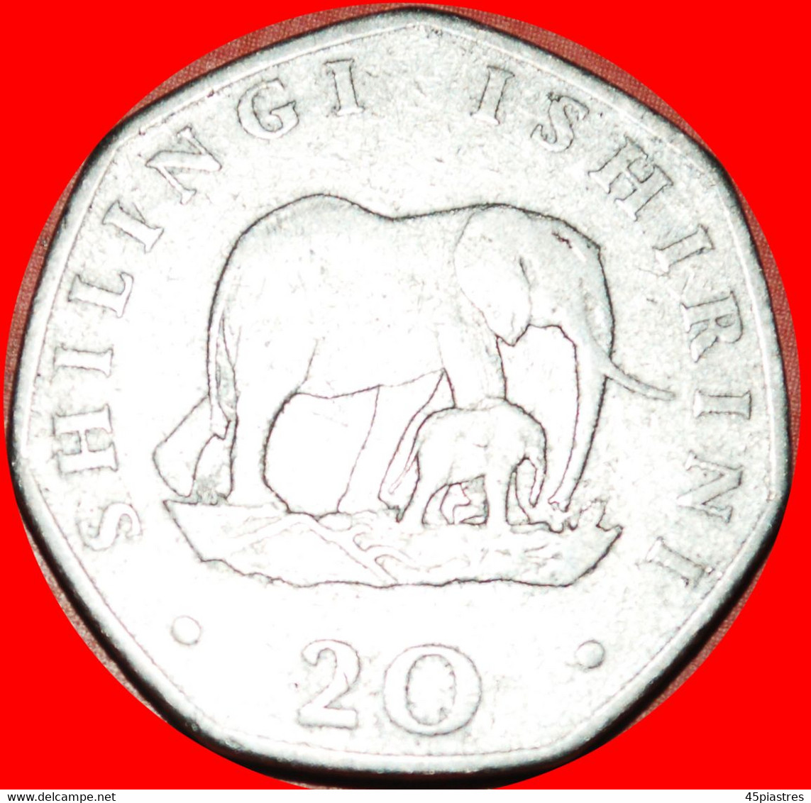 § 2 SOLD ~  ELEPHANT WITH CALF: TANZANIA &#x2605; 20 SHILLINGS 1992! LOW START&#x2605; NO RESERVE! - Tanzanía