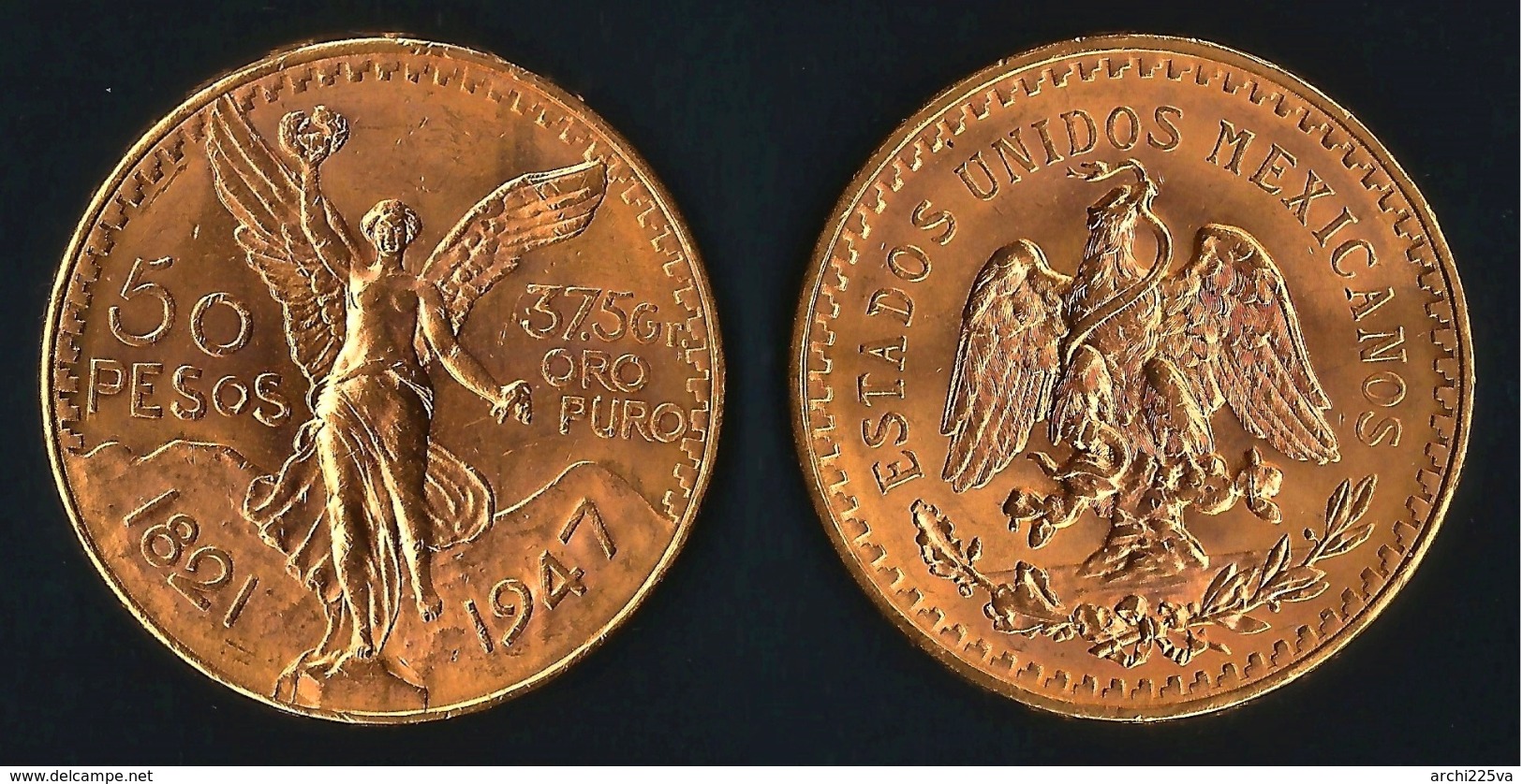 MESSICO 1947 - Centenario Indipendenza - 50 Pesos - SPL - Oro / Or / Gold  900 / 000 - 37,5 ORO PURO - - Mexique