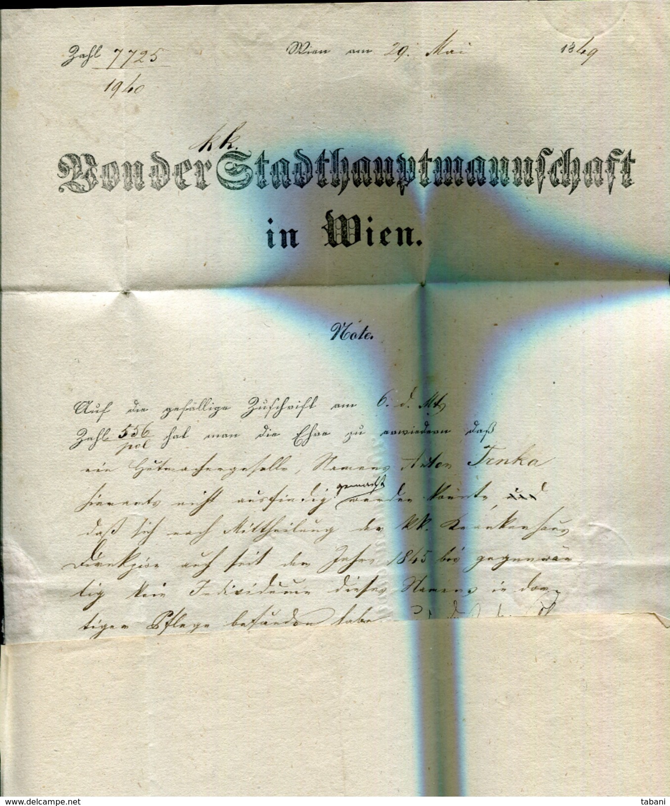 AUSTRIA 1849 PRE STAMP LETTER WIEN TO OBROWITZ BOHEMIA - ...-1850 Préphilatélie