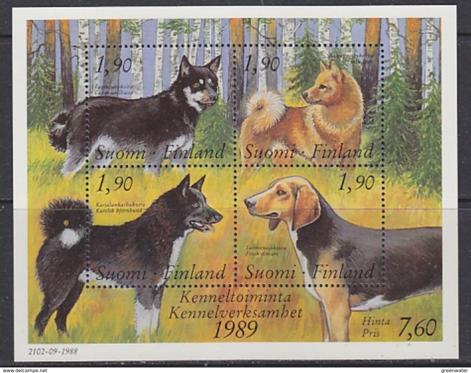 Finland 1989 Dogs M/s ** Mnh (35141A) - Blocchi E Foglietti