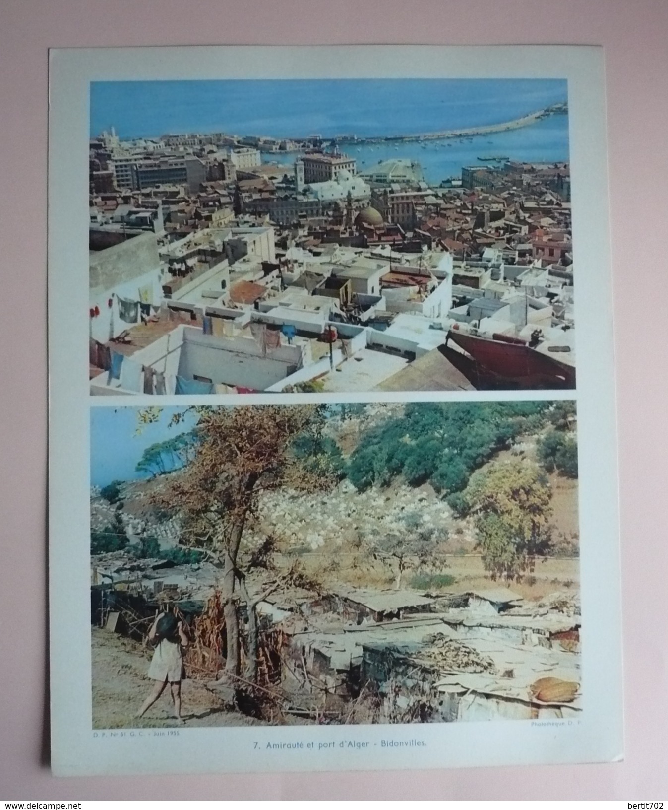 DOCUMENTATION PEDAGOGIQUE JUIN 1955  - L'ALGERIE mise en valeur - 8 PLANCHES COULEUR 27 X 21 - ORAN - BOU-SAADA