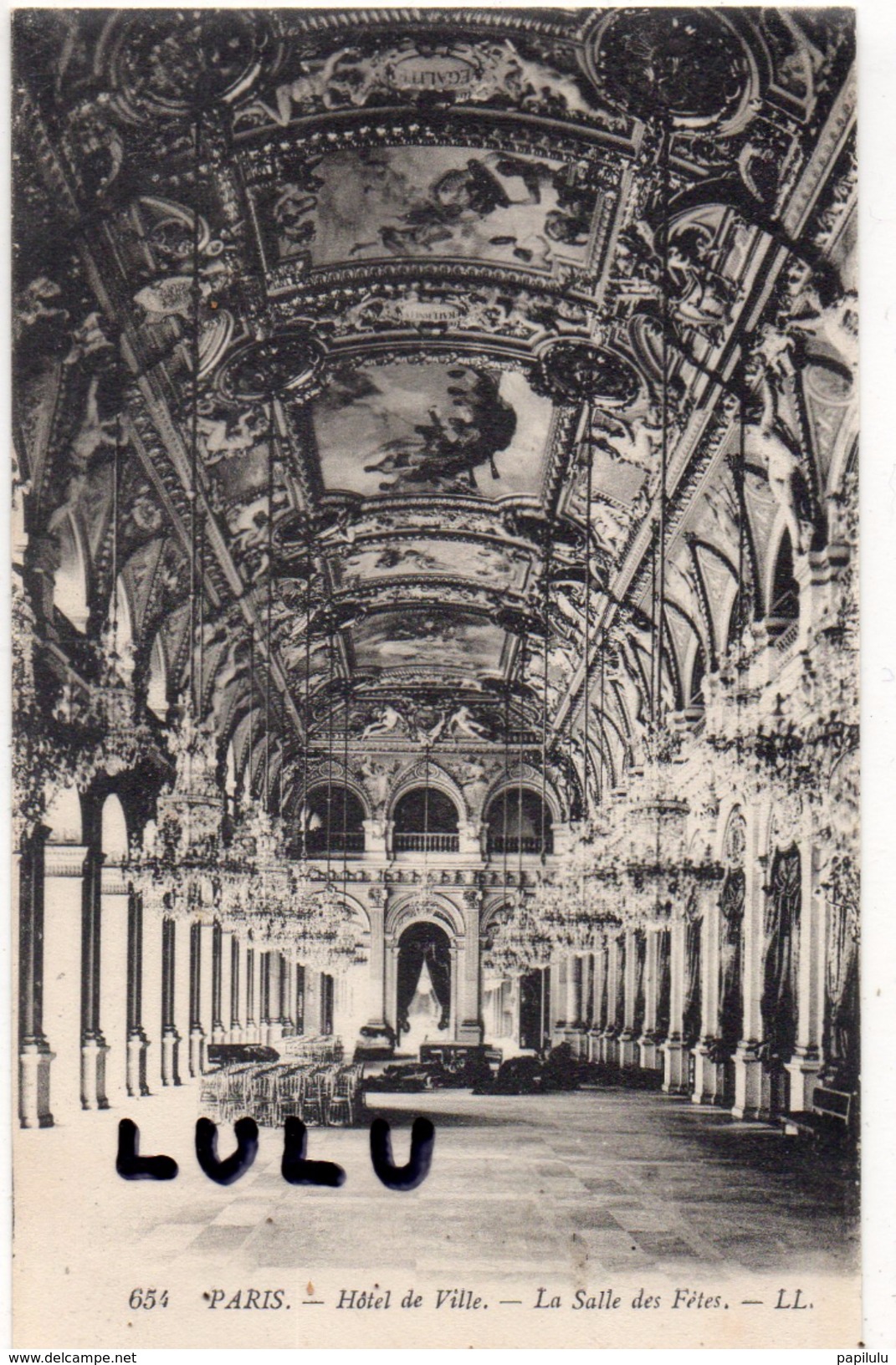 DEPT 75 : édit. L L N° 654 ; Paris 04 , L Hotel De Ville La Salle Des Fetes - Arrondissement: 04